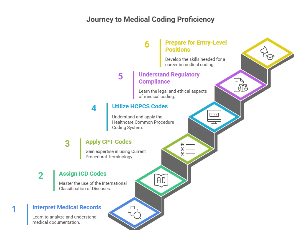 Step by step journey to medical coding proficiency from medical records interpretation to entry level job readiness